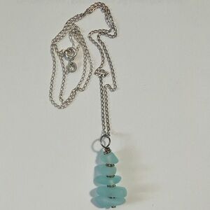 Silver Necklace with seaglass stack